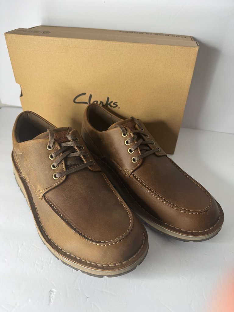 Nib Clarks Men's Gravelle Low Oxford Shoes Tan Leather Men's Size 10.5